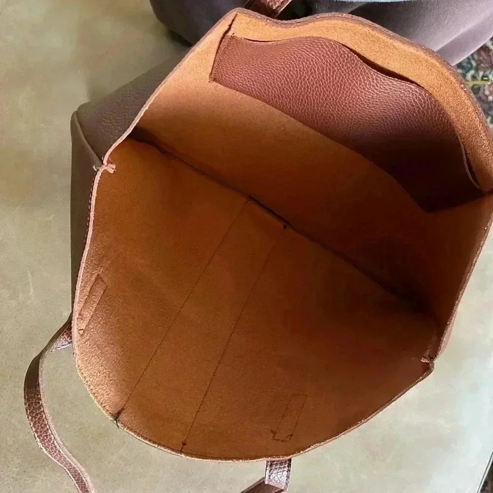 Vegan Pebble Leather Tote Bag Brown Vince Camuto 17 x 12 NWOT - Picture 7 of 9